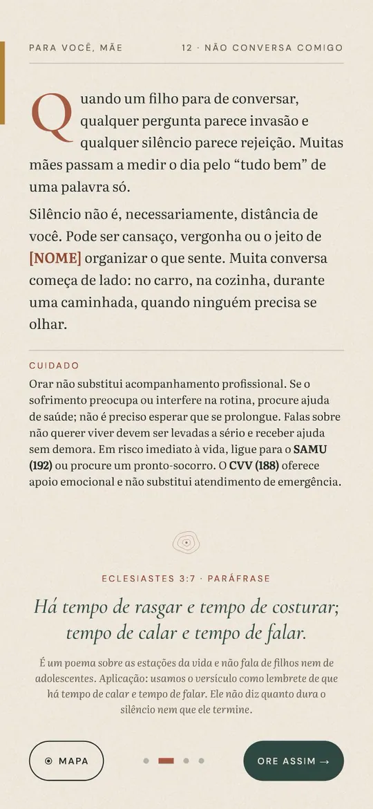 Página Para você, mãe, com a reflexão da situação 12