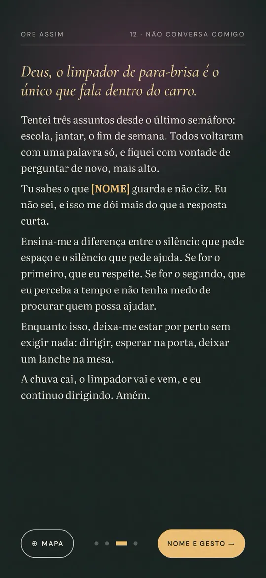 Página Ore assim, em fundo escuro, com a oração completa
